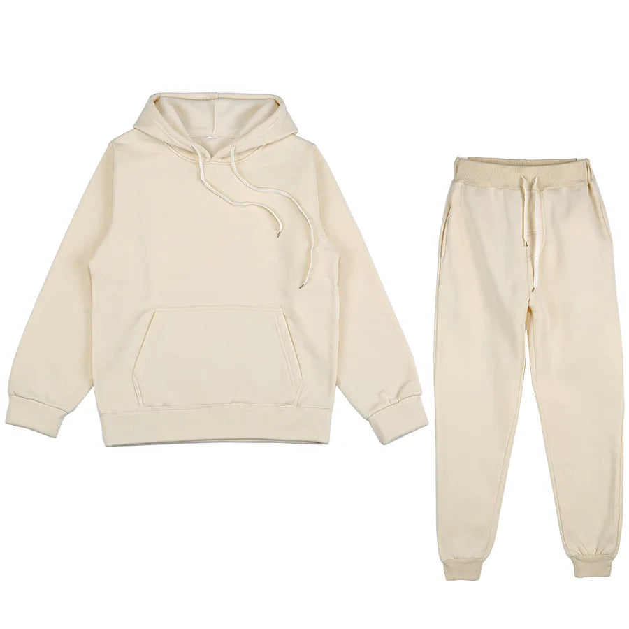 Two Piece Set Casual Fleece Tracksuit Women Winter/ Women's Set/ Oversized Hooded Long Sleeve Hoodie/ Sport Pants