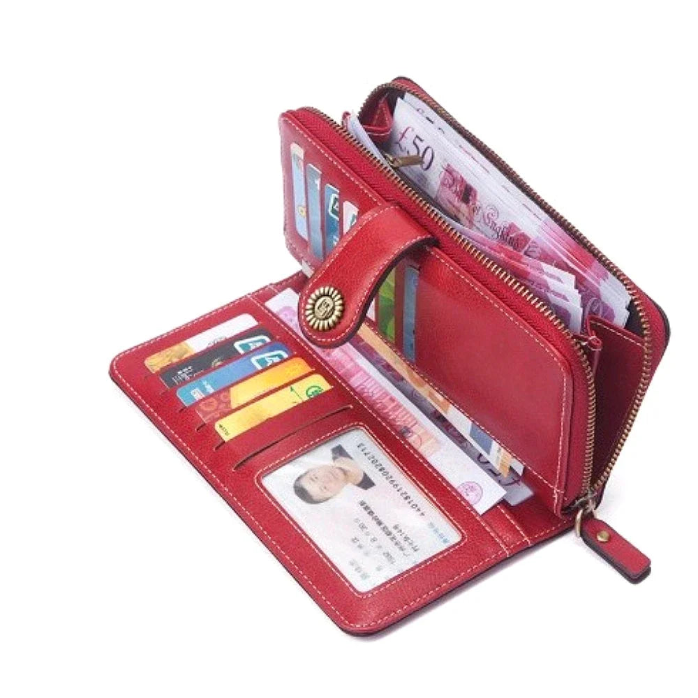 High Quality Women Wallet  Anti-Theft Leather Wallets For Woman/ Long Zipper Large Ladies Clutch Bag/ Female Purse Card Holder