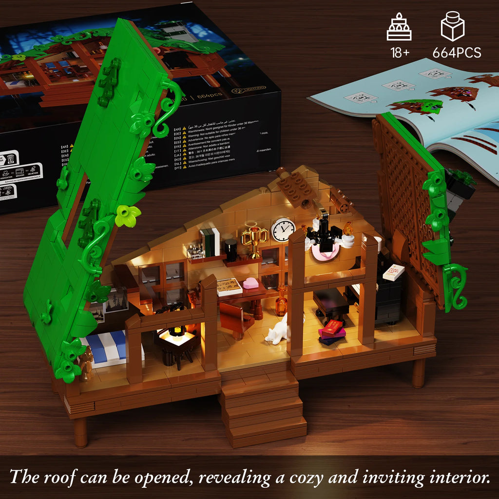 Folk Cabin Forest House Building Blocks Set/ Home Decor/ Desktop Ornament Display Model /Creative Room Decoration /Gifts Teens/ Adult