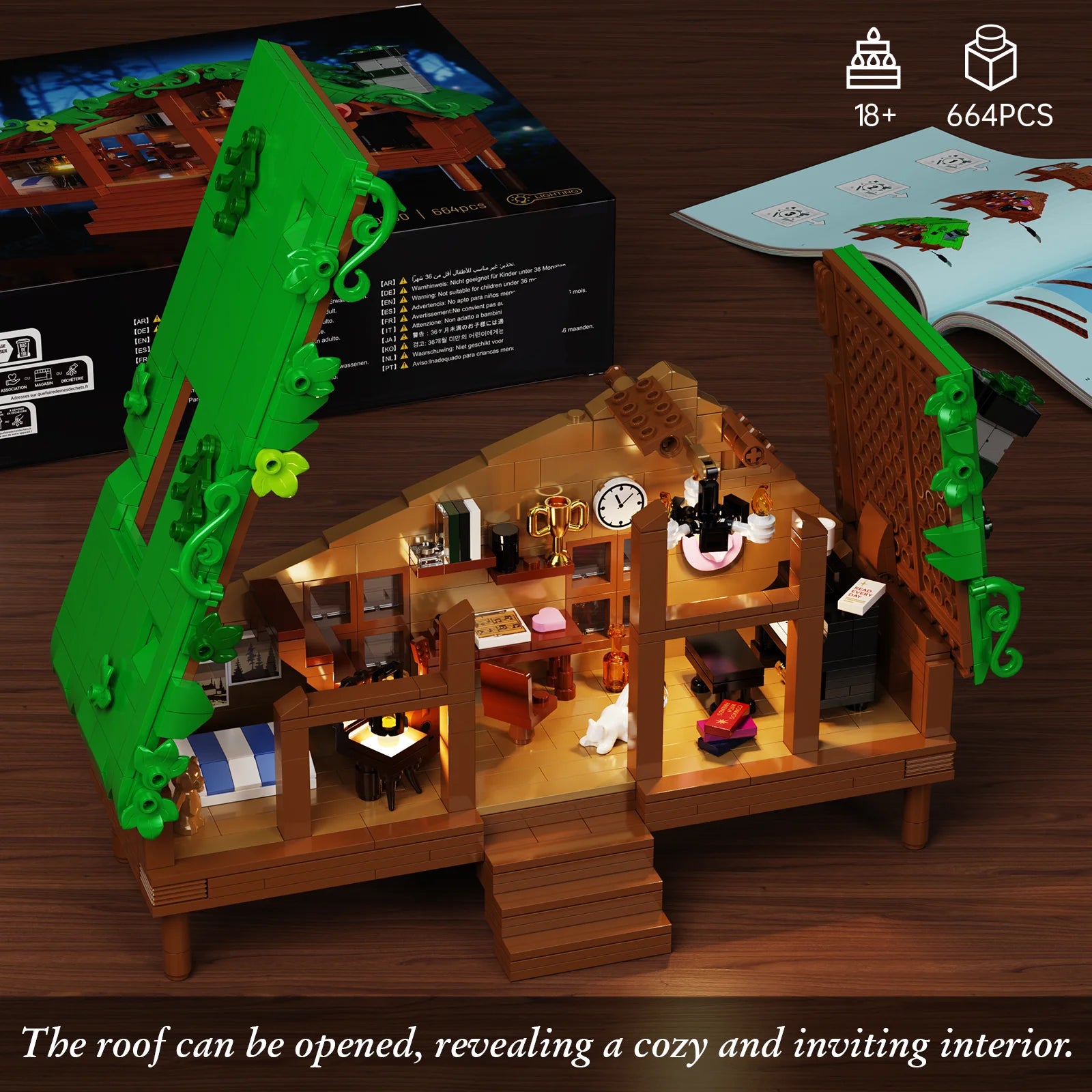 Folk Cabin Forest House Building Blocks Set/ Home Decor/ Desktop Ornament Display Model /Creative Room Decoration /Gifts Teens/ Adult