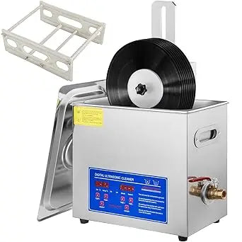 6L Ultrasonic Vinyl Cleaner for 7-12" Records, 8-Record Capacity, 180W Ultrasonic Cleaning Machine