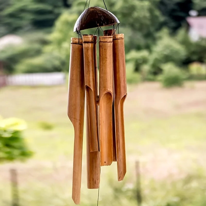 63.5cm Garden Bamboo Wind Chimes/ Living Room Decor/ Fall Decor, Christmas/ Halloween Festive Decorations/ Outdoor Wooden Wind Chime