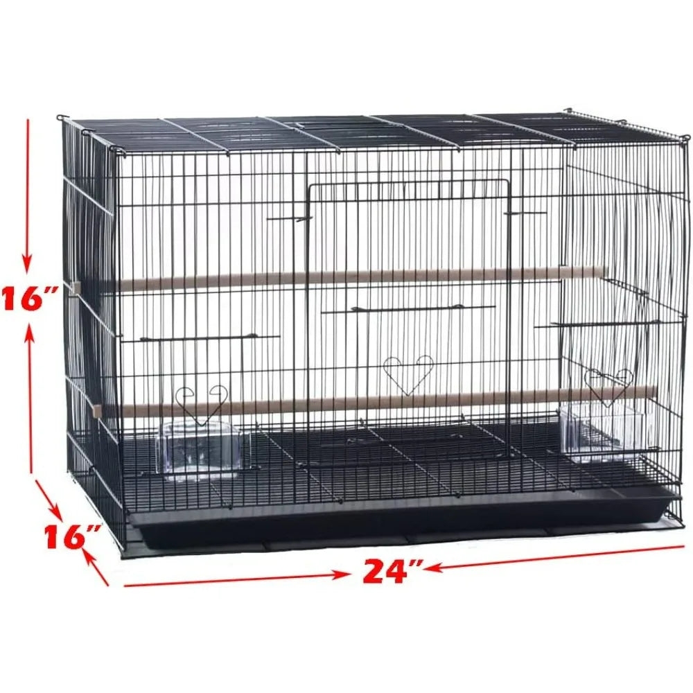 Aviary Breeding Cage for Finches, Parakeets, and Other Small Birds - 24 x 16 x 16 High in Black
