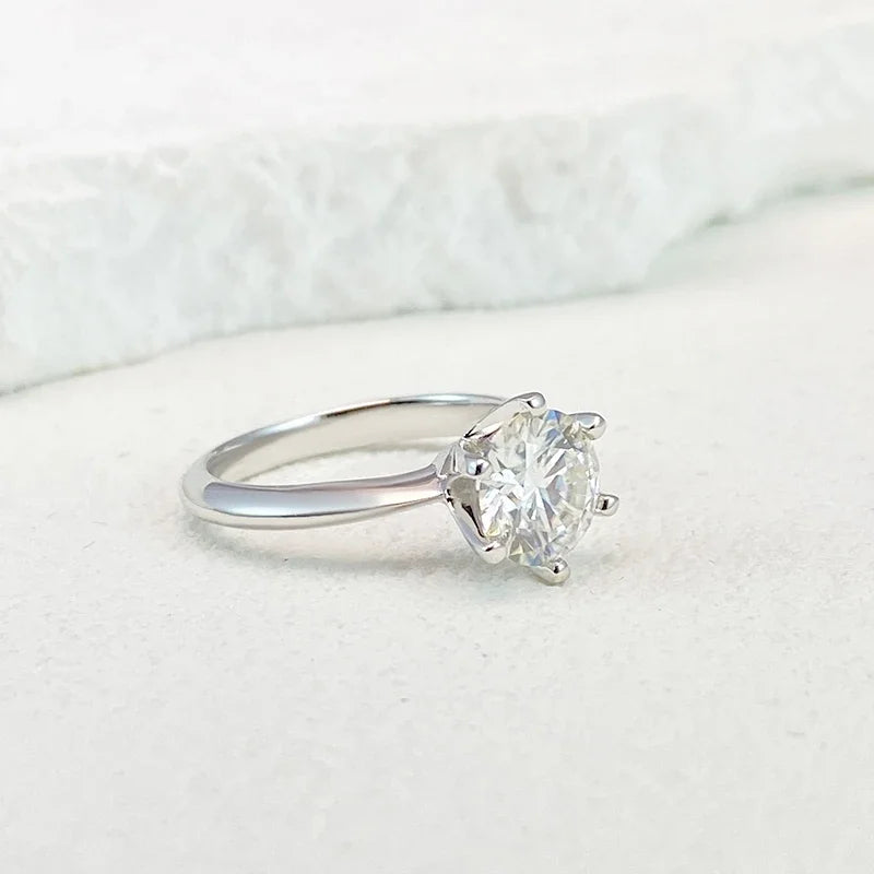 0.5-5ct Moissanite Ring For Women 925 Sterling Silver with White Gold Plated Lab Diamond Engagement/ Wedding Band/ Jewelry