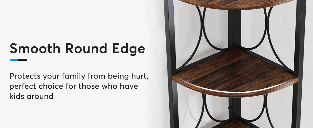 67 inch Tall Corner Shelf, 6 Tier Rustic Corner Bookshelf Bookcase, Storage Rack Standing Shelving Unit