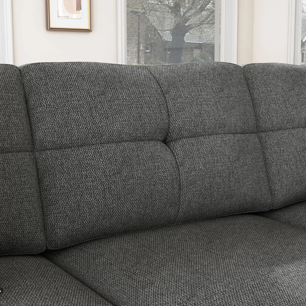 L-Shaped Reversible Sectional Sofa in Dark Grey for Small Spaces