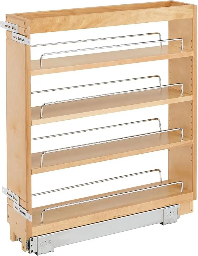Rev-A-Shelf 5" Pullout Kitchen Cabinet Storage Organizer Slide Out Pantry Spice Rack with Adjustable Shelves for 5.5" W Cabinet