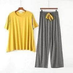 Spring and Autumn Women's Pajama Set 100%/ Cotton Crepe Long Sleeved Pants/ Two Piece/ Cute and Sweet Set Ladies