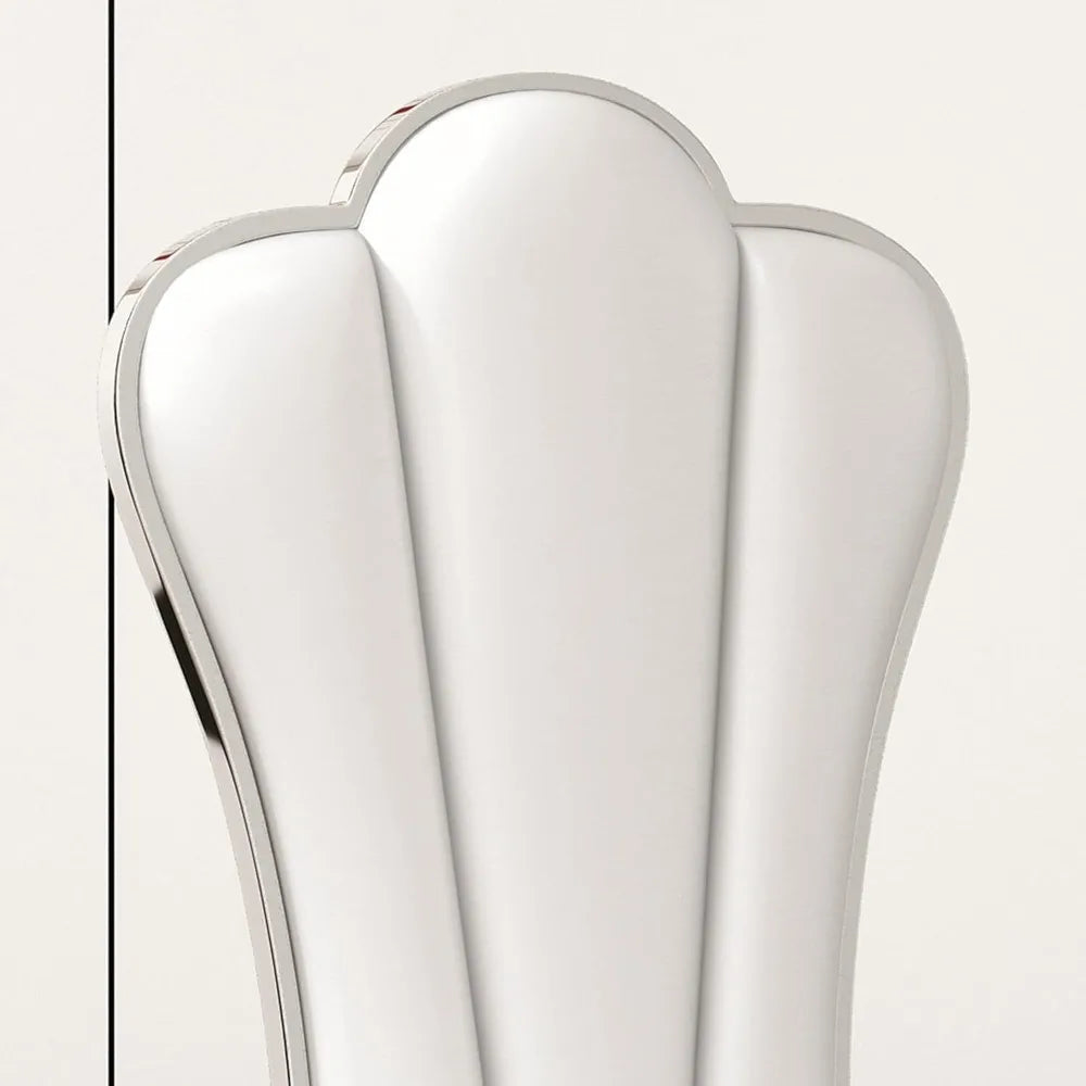 Modern Leather Dining Chairs Set of 2, Elegant Shell Shape Comfy Upholstered Dining Room Chairs w/Unique High Backrest Stainless