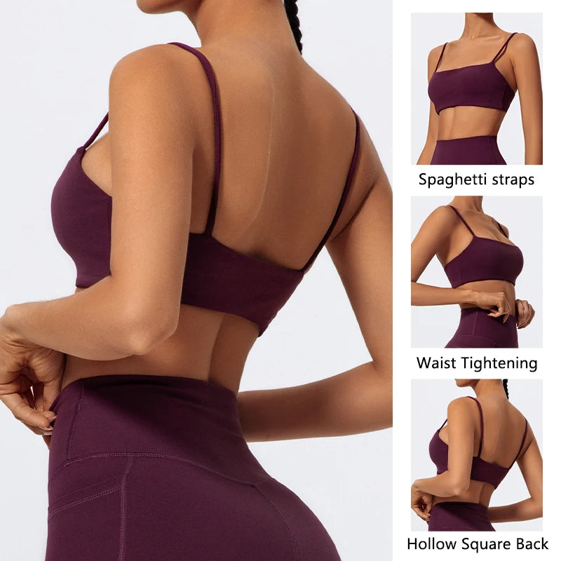 Summer Sling Yoga Bra Women Gym Workout Push Up Brassiere Female Outdoors Sports Underwear Women Fitness Shockproof Crop Top