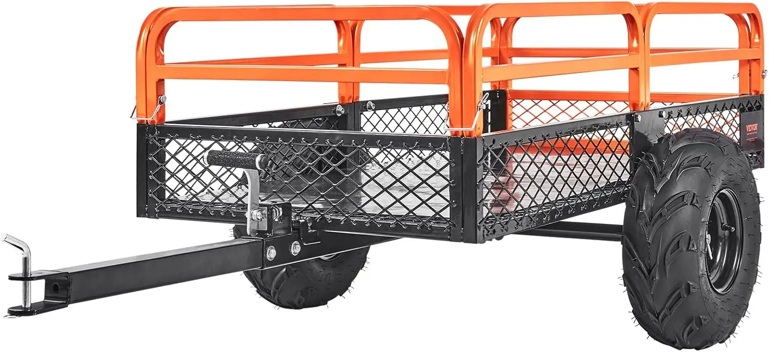 Heavy-Duty 1500lbs Capacity Yard Garden Trailer with 15 Cubic Feet Dump Cart for Lawn and Garden Use