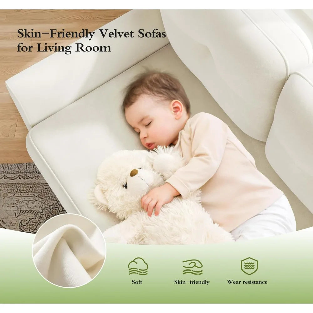 Compact Velvet Loveseat Sofa, 48 Depth, Cozy Seating for Bedrooms/Living Rooms