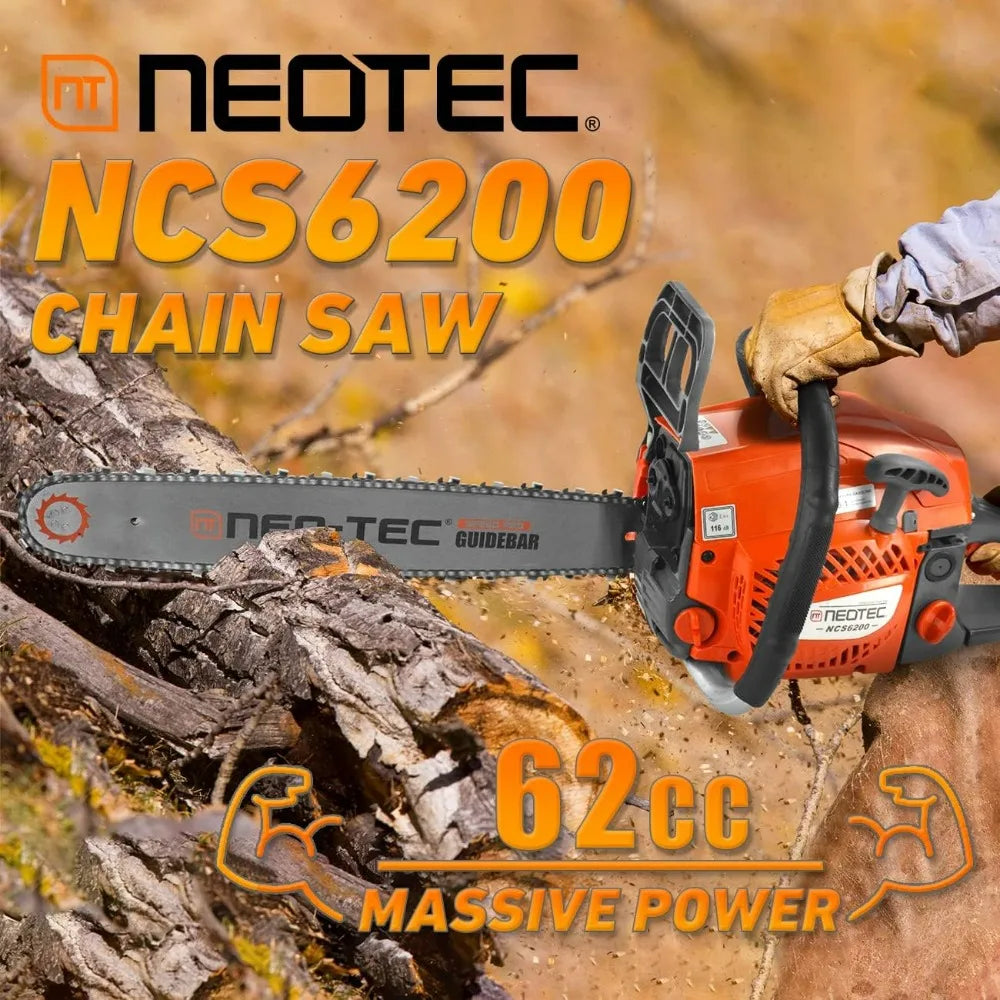 20-Inch 62CC Gas-Powered Chain Saw for Outdoor Wood Cutting