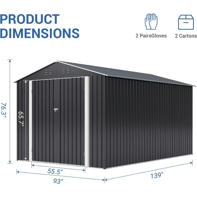 Outdoor Storage Shed, Metal Garden Shed with Updated Frame Structure, Tool Sheds for Backyard Garden, Patio, Lawn