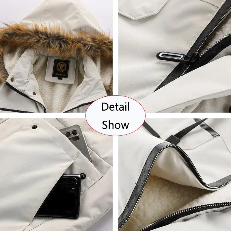 Winter Men Outwear Fleece/ Warm Removable Hooded Hiking Jacket Men/ Outdoor Windproof /Casual Fashion Jacket Coat Male Clothing
