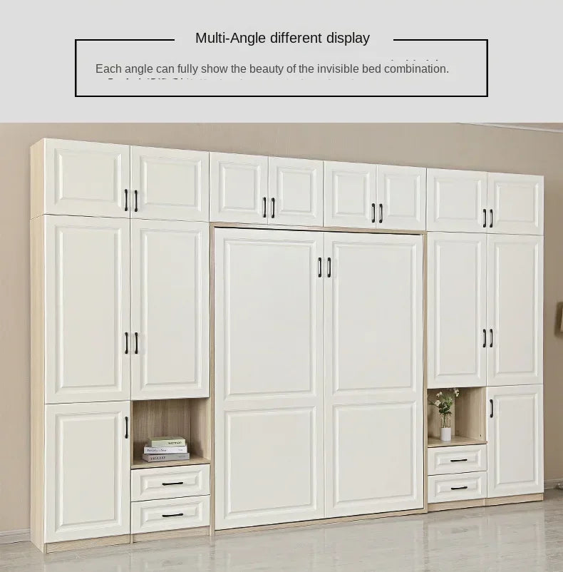 Invisible Multifunctional Wardrobe Integrated Folding Bed, Combination Study Room/ Bedroom/ Hidden Wall Cabinet Bed / Bedroom Set
