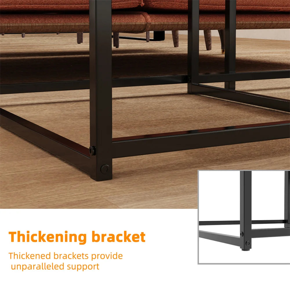 LUVODI Rectangle White Nesting Coffee Table Set Living Room Black Stack-able Accent Tables with Marble Tabletop