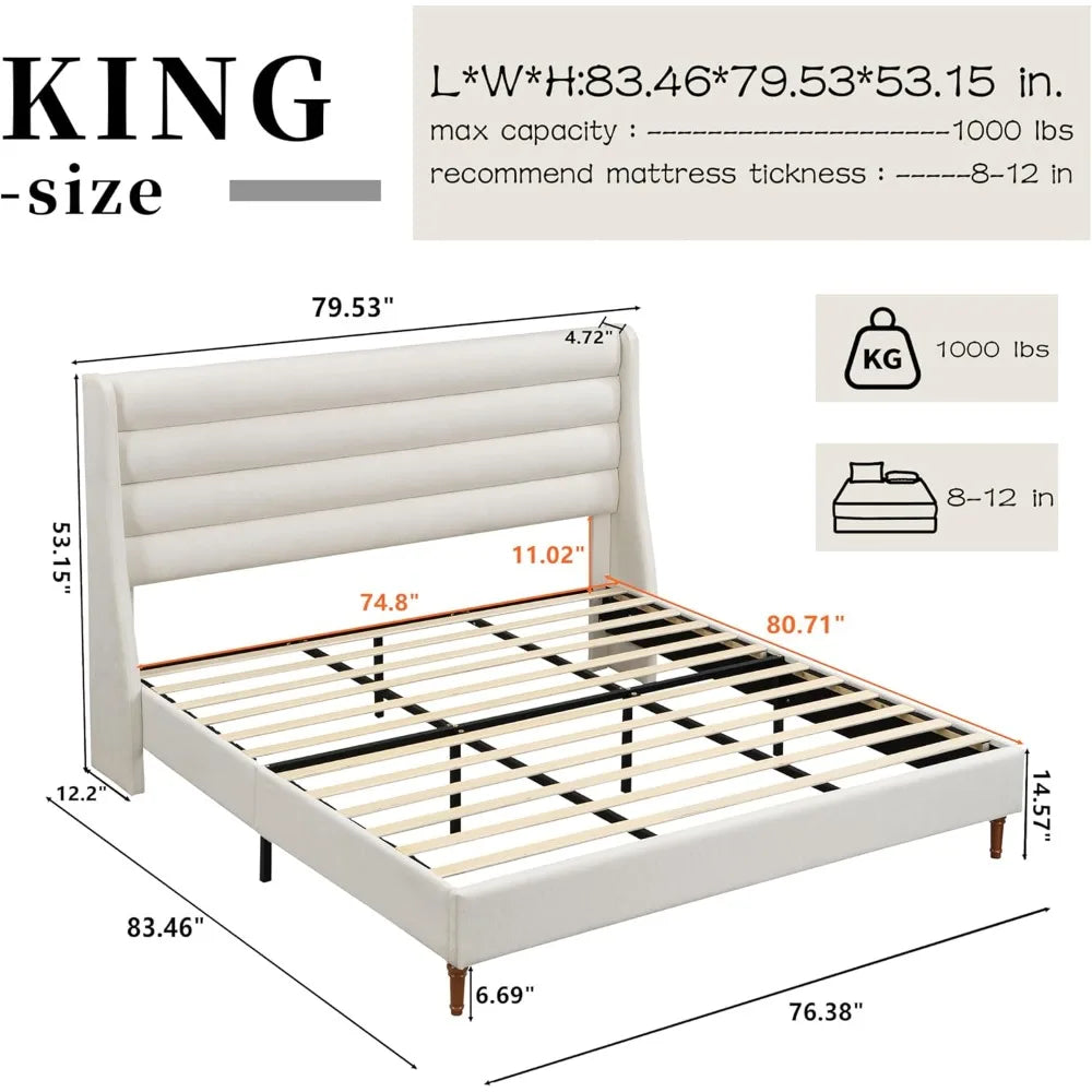 Bed Frame and Headboard, Upholstered Bed Frames, Platform Bed