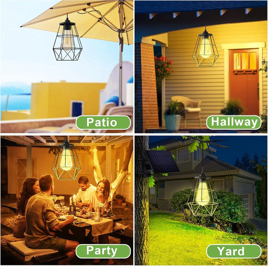 Lamp Solar Shed Light/ 4000mAh Metal Basket Solar Pendant Light /Solar Chandelier /Hanging Light For Garden/ Yard /Gazebo/ Barn