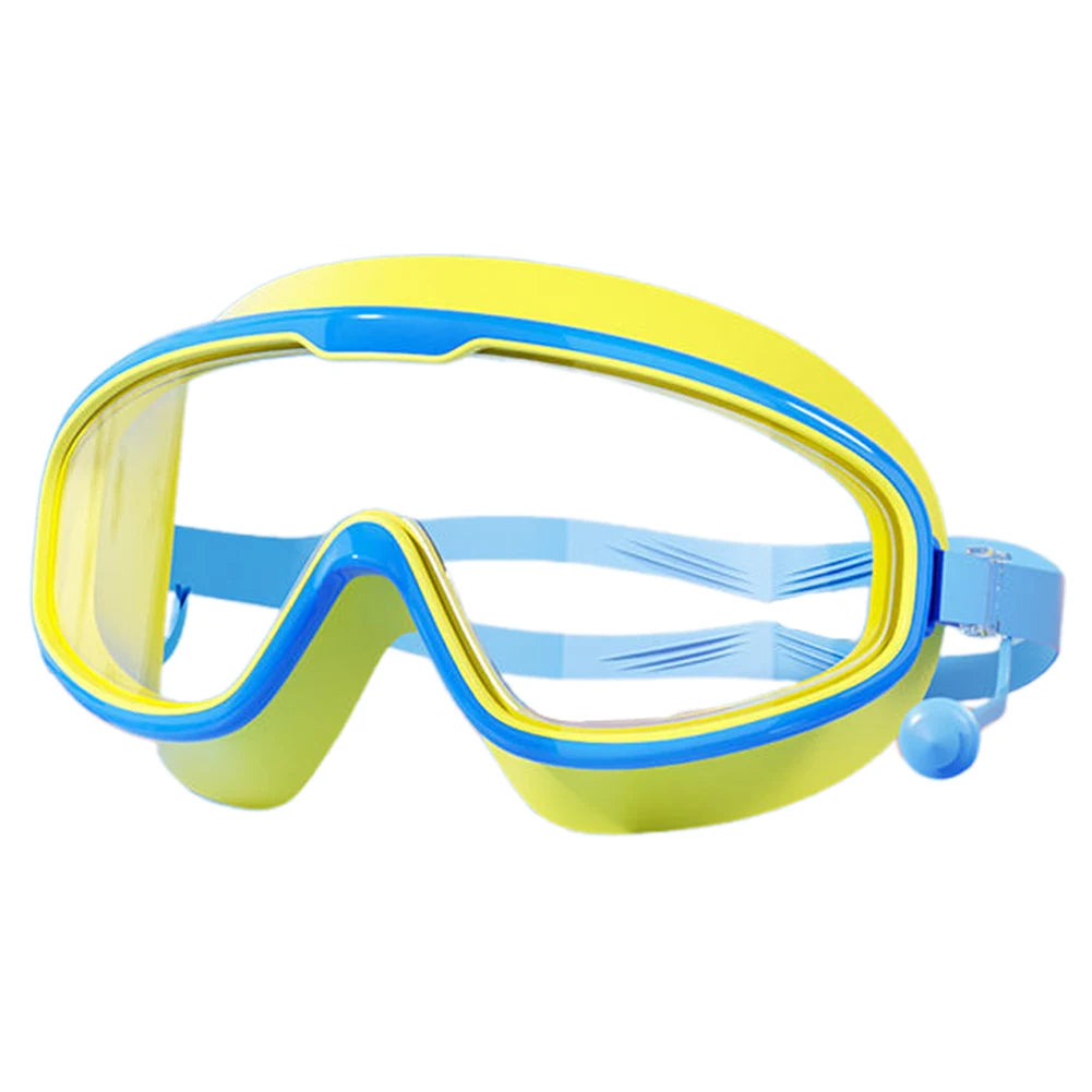 Kids Swim Goggles HD Swim Glasses with Earplugs/ UV Protection Swimming Goggles/ Large Frame Swim Sports Eyewear for Boys/ Girls