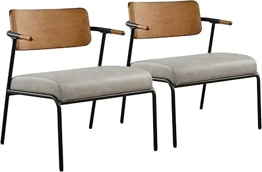 Accent Chair Set of 2, Mid-Century Modern Chair, Upholstered Lounge Armchair with Metal Frame & Removable Cushion