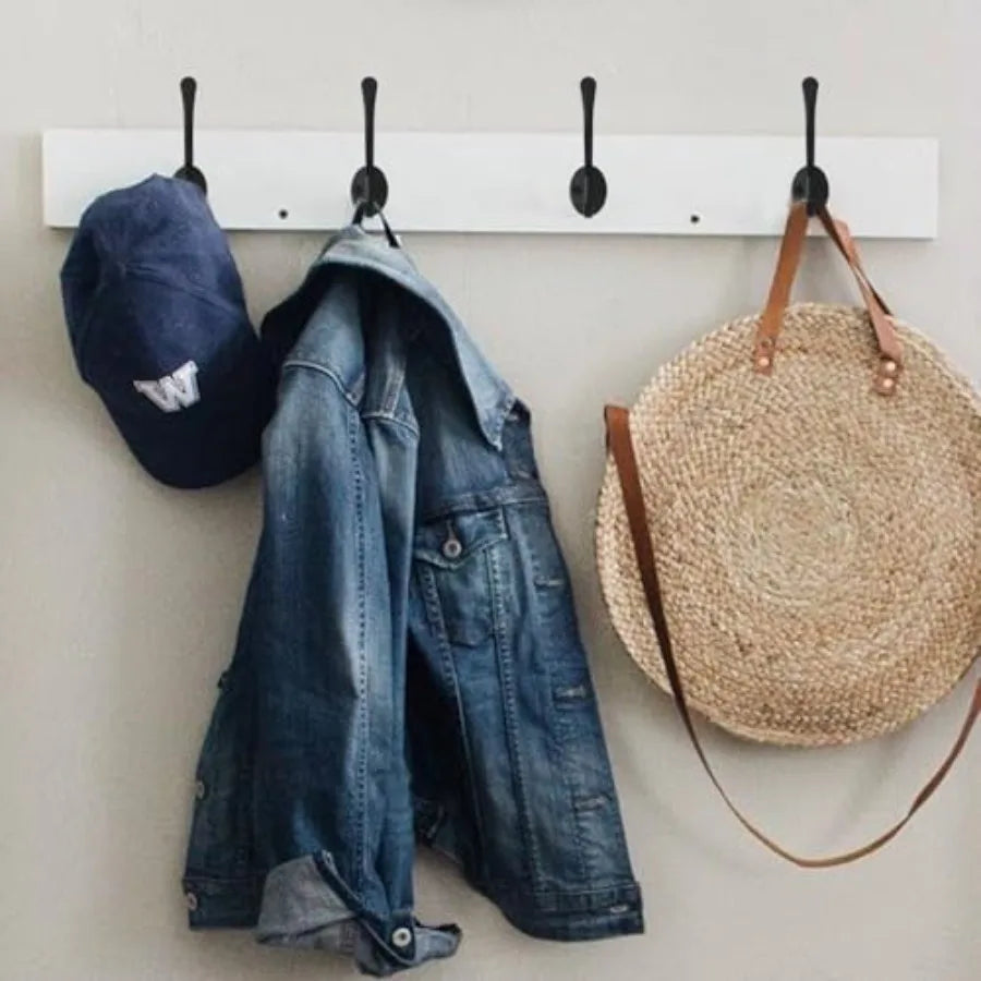 14 Pack Coat Hooks Wall Mounted with 28 Screws, Heavy Duty Black Towel Hooks, Metal Double Hooks, No Rust/ Retro Rustic Wall Hook