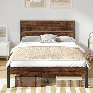 Full Bed Frame with Headboard and Footboard, Metal Full Bed Frame with Under Bed Storage, All-Metal Support System, No Box Spring Needed