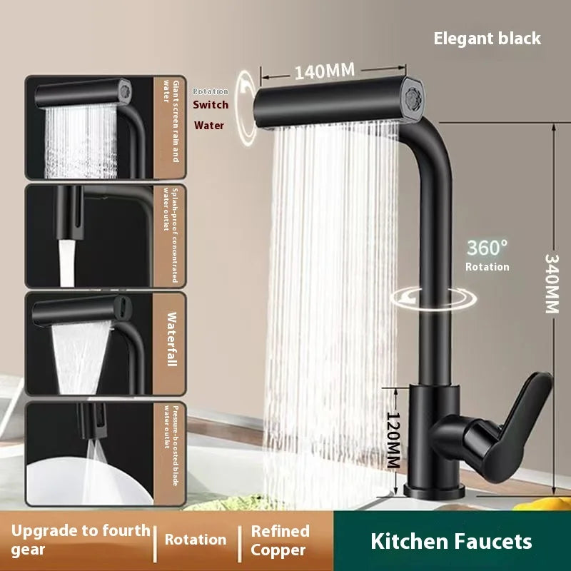 Kitchen Faucet, Rain Waterfall, Vegetable Washing Basin, Sink, Household Sink, Hot and Cold- Two in One, Pressurized Rotating