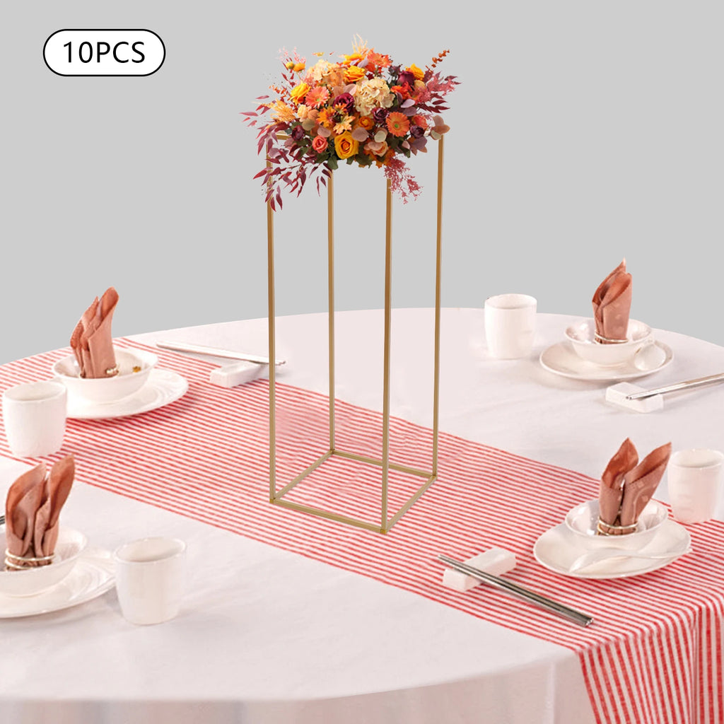 10PCS Golden Flower Stand 80cm/31.4inch Metal Wedding Column Stand Road Floor Vases for Party Birthday Events /Home Decor