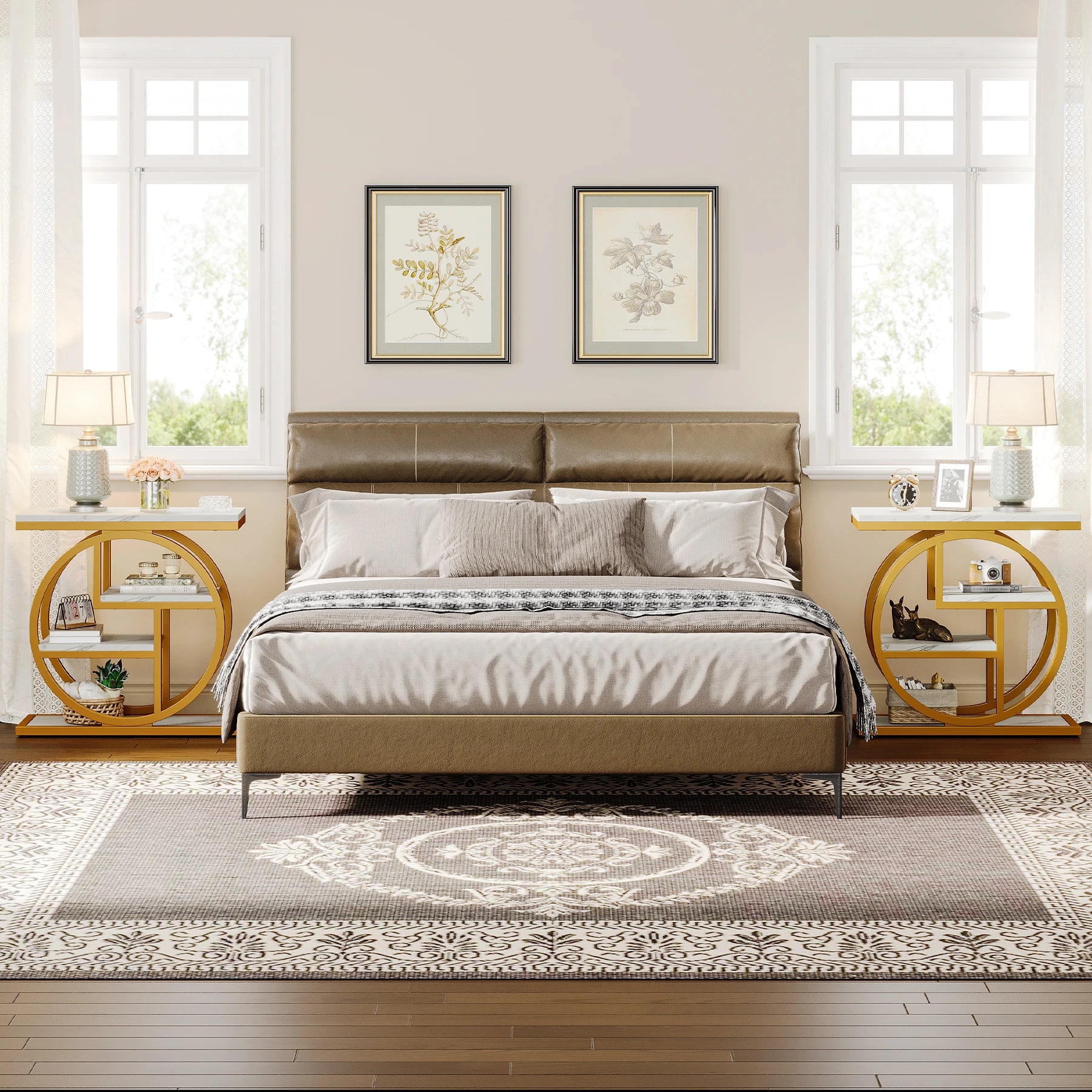 End Table for Living Room and Bedroom, 4-Tier Narrow Side Table with Storage Shelves