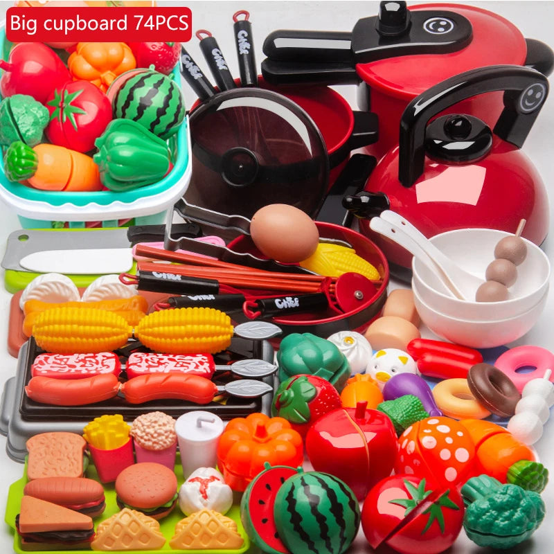 Kitchen Toy Set /Utensils/ Children's Simulation Education/ Pretend Play For Kids/ Cooking/ Baby Cutting Fruit/ Cooking