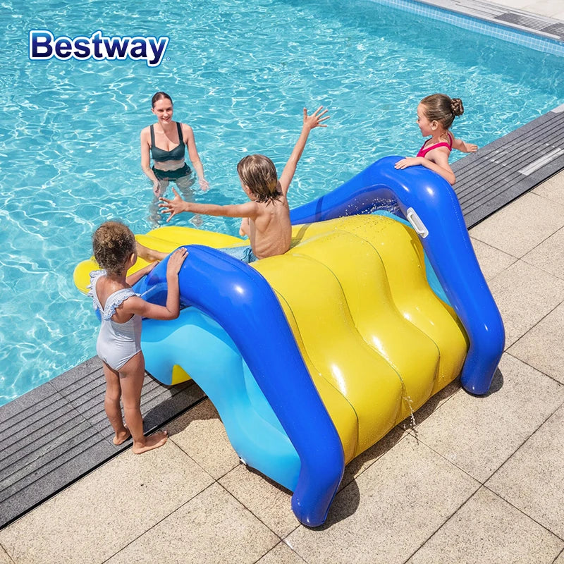 Inflatable Pool Water Slide/ Poolside Water Slide with Built-in Sprinkler 2.47 m x 1.24 m x 1.00 m