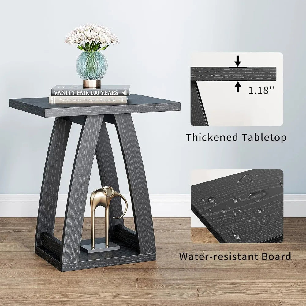 Pair of Modern Living Room Side Tables for Sofa Area in Black