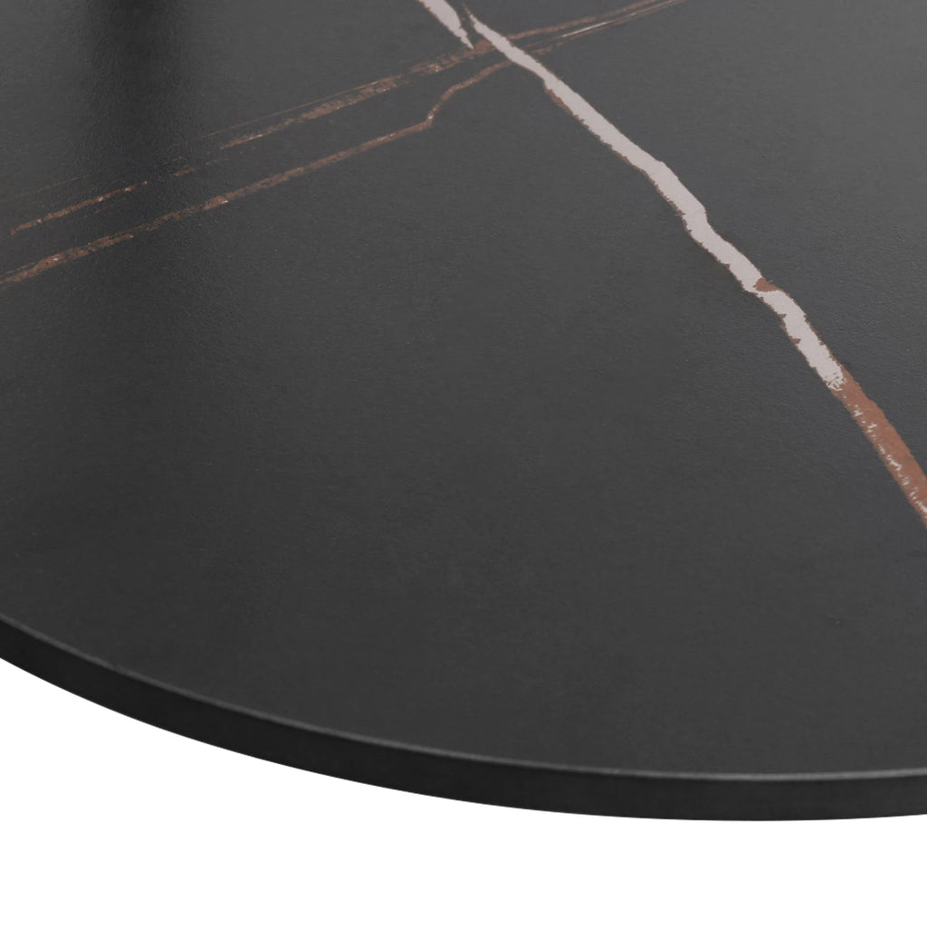 2 Tier Round Coffee Table Modern High End Sintered Stone Desk Home Furniture Table Metal Frame for Living Room, Bedroom