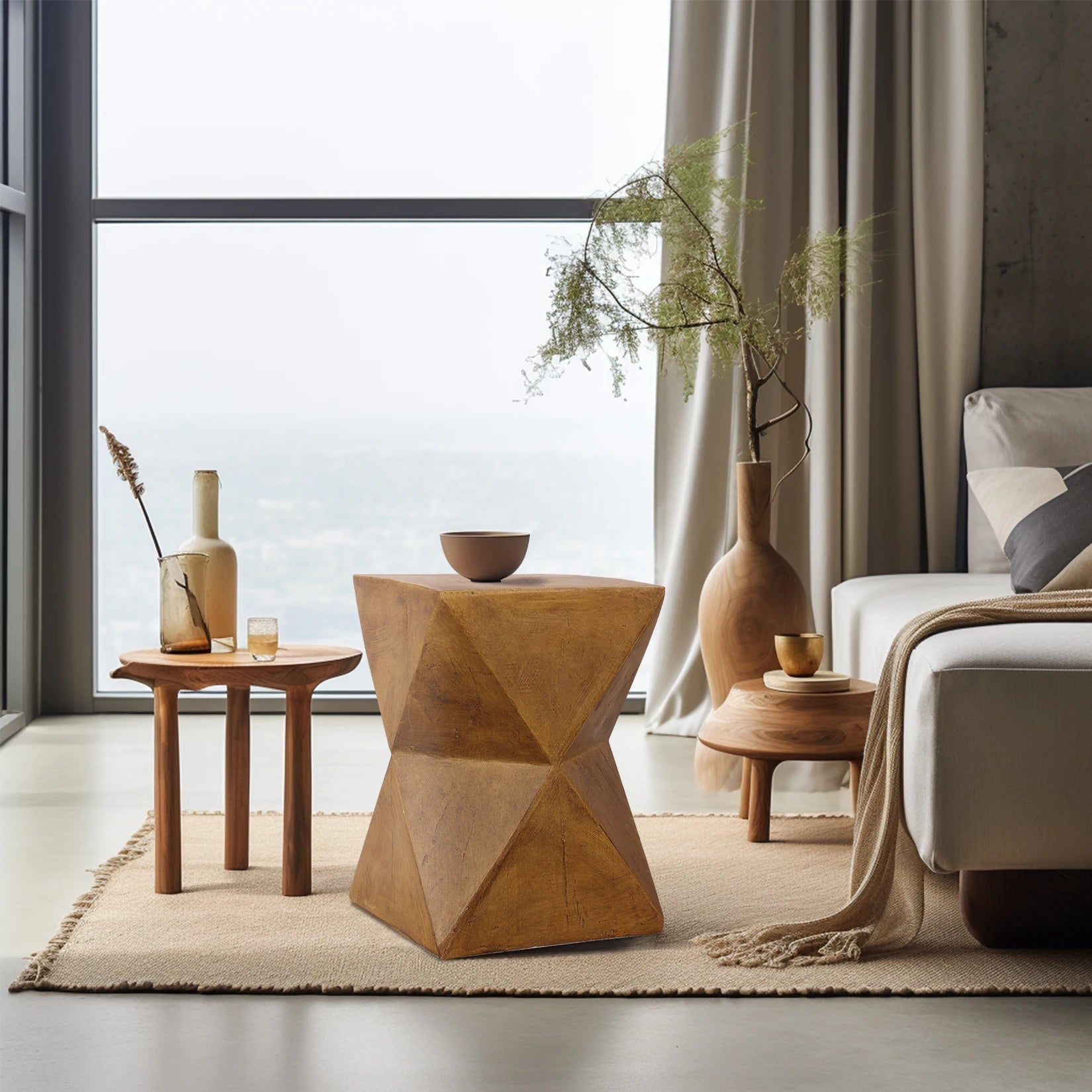 Vintage Wooden Side Table/ Small Coffee End Table/ Nightstand Furniture Storage Organizer for Styling Your Home