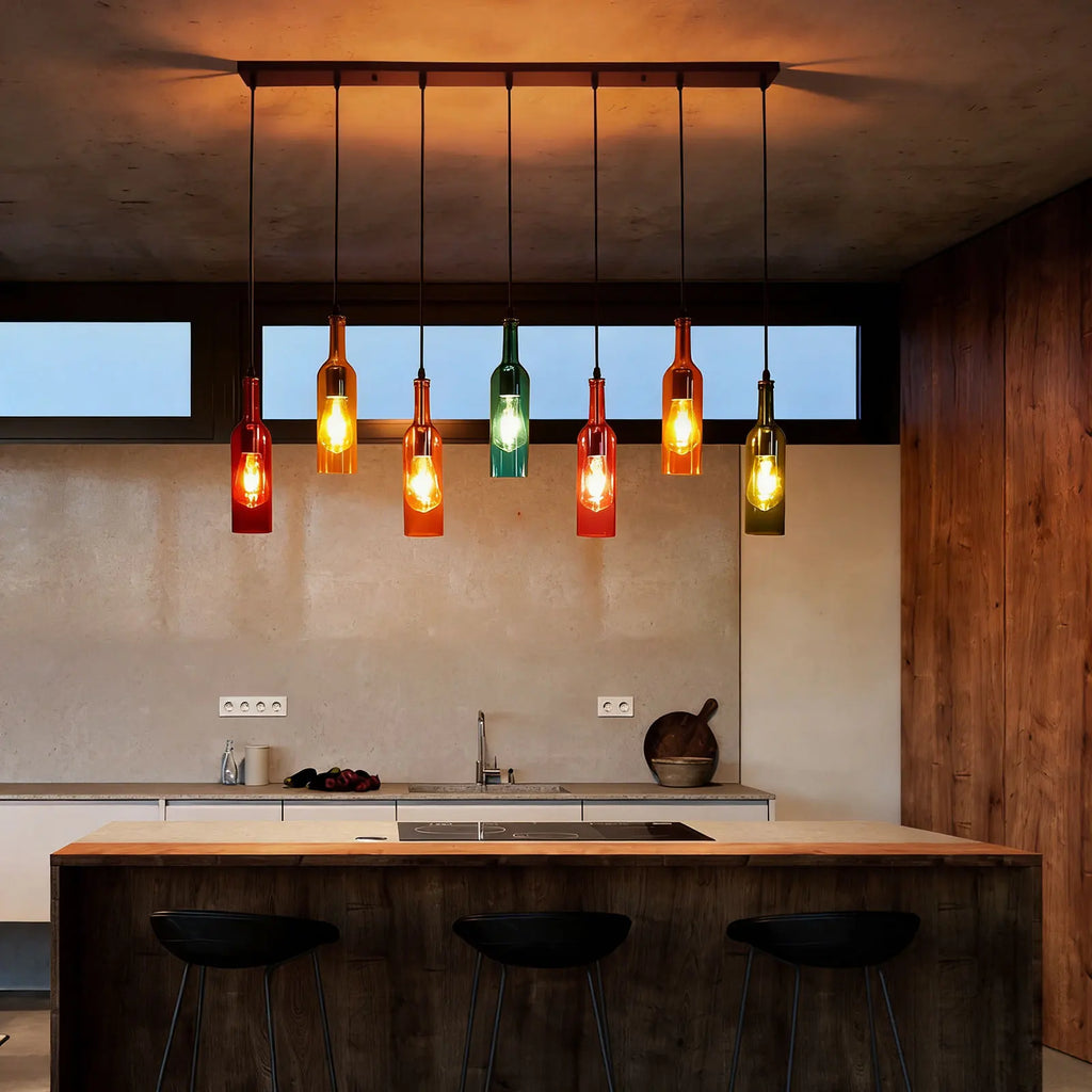 Ceiling Lights/ Pendant Lighting Fixture 6-Head/7-Head/10-Head Creative Glass Bottle Pendant Lamp