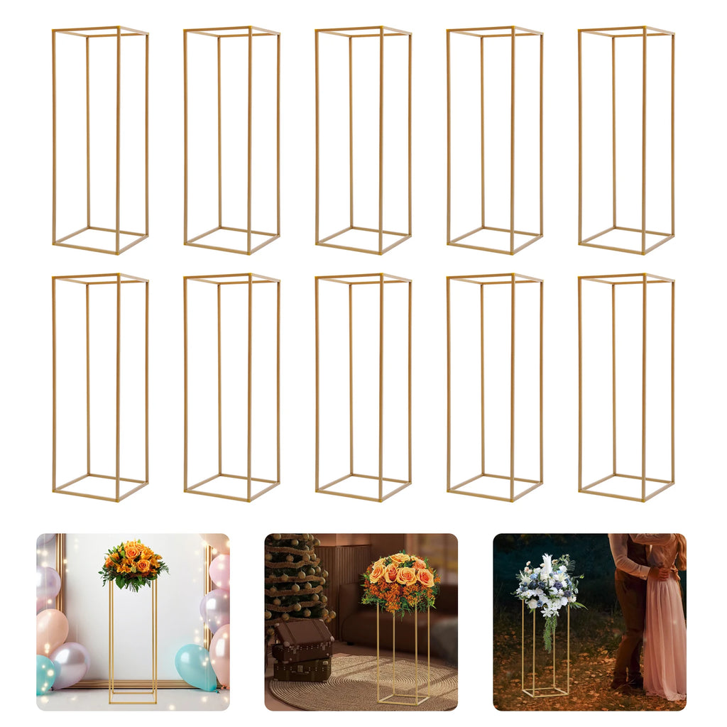 10PCS Golden Flower Stand 80cm/31.4inch Metal Wedding Column Stand Road Floor Vases for Party Birthday Events /Home Decor