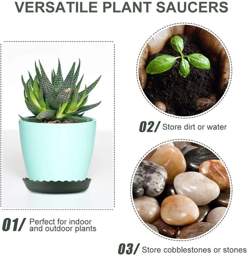 12Pcs Plant Saucer, 6 8 10 Inch Durable Plastic Plant Tray, Black Round Plant Pot Saucers, Drip Tray for Indoor and Outdoor Gardening
