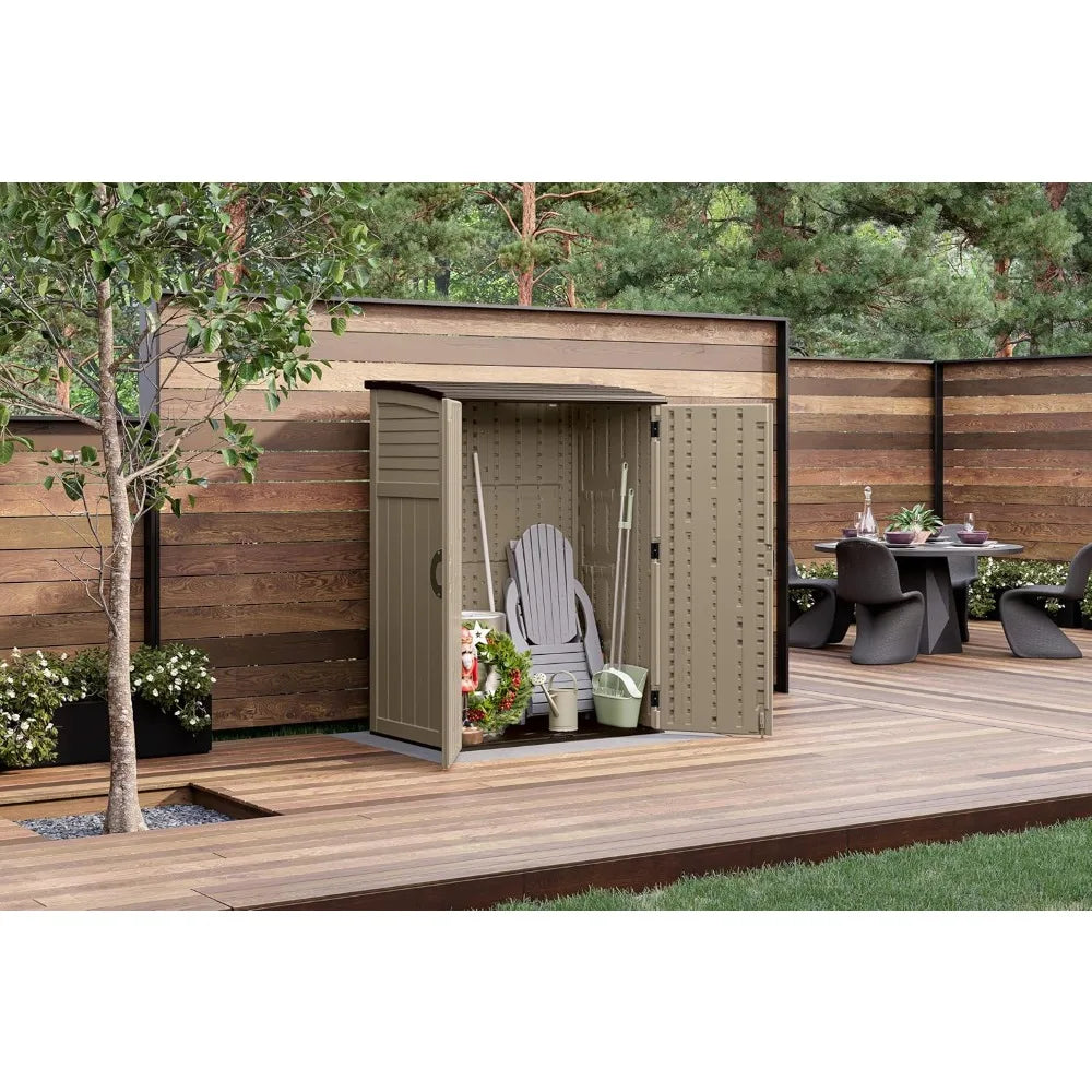 Outdoor Storage Shed/54 Cubic Feet Vertical Storage Shed with Durable Plastic Construction ,Multiple Wall Panels and Ample Space