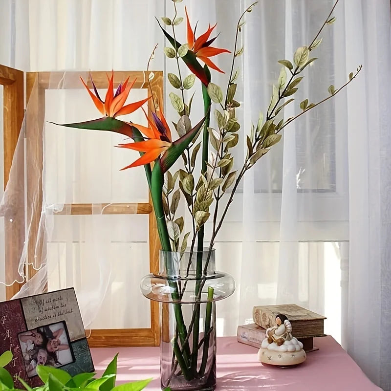 3pcs Artificial Bird Of Paradise Flowers/ Rubber Strelitzia 24.5'' Long Stem Flower Suitable For DIY Home Party Theme Decor