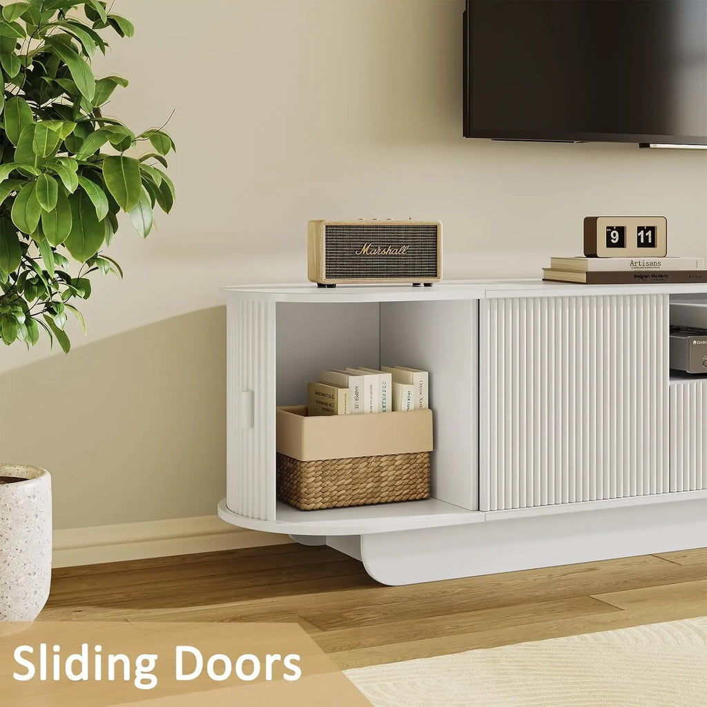 86.61'' TV Stand for 55-85" TV, Modern Entertainment Center with Large Storage Cabinet & Open Shelves, TV Console