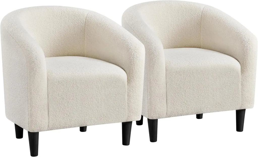 Barrel Chairs, Furry Accent Chairs, Sherpa Chairs with Soft Padded Armrest, Fuzzy Club Chairs for Living Room, Bedroom, Waiting Room