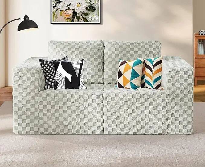 Modular Sectional Sofa 2 Seater Loveseat Modular Couch with Deep Seat Memory Foam Cloud Chair with Pillows Oversized Sectional