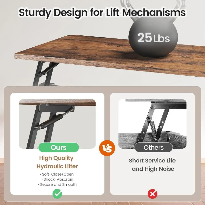 31.5" Lift Top Coffee Table with Storage, Square Coffee Tables for Living Room, Farmhouse Coffee Table with Large Hidden