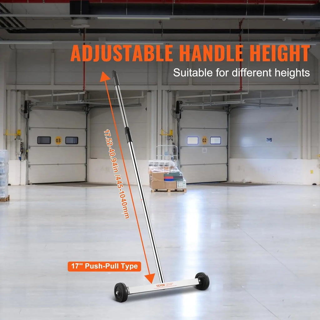 Magnetic Pick Up Sweeper 17-inch Heavy Duty Magnet Pickup Lawn Sweeper Roofing Tools, 10 Lbs Yard Magnet with Telescoping