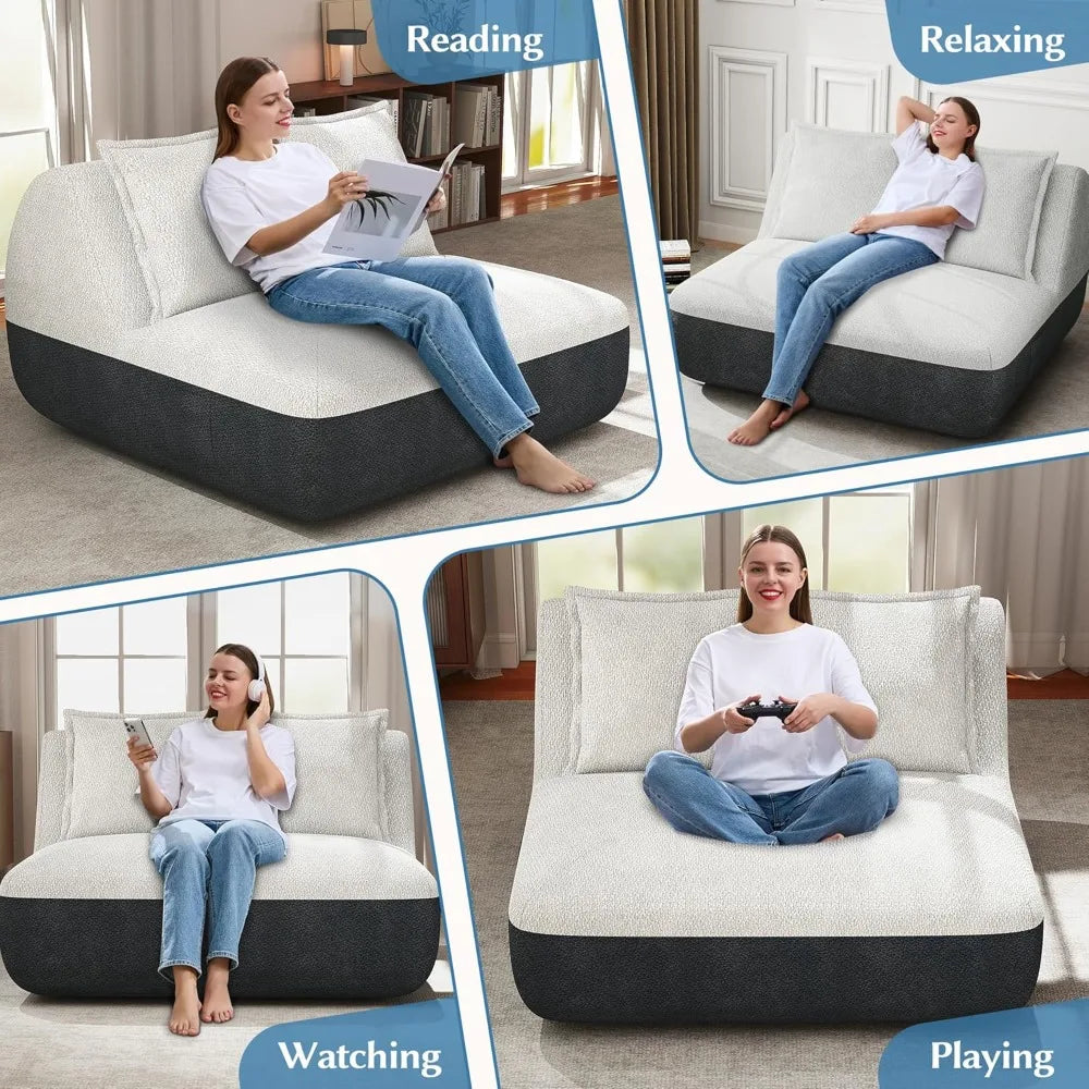 Small Sofa Couch Lounge Sofa Chair for Living Room, Comfy Memory Foam Couch, Mini Sofa with Side Pocket for Living Room