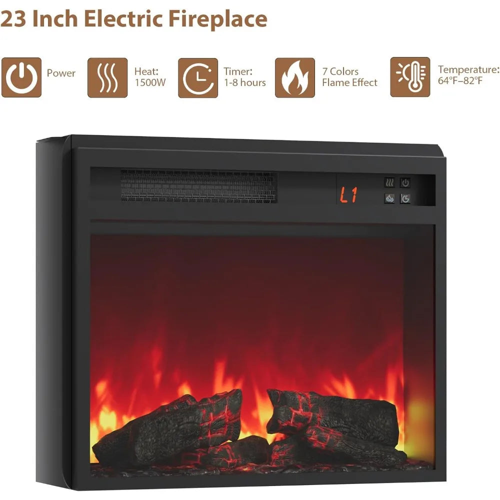 Electric Fireplace TV Stand, 70" Farmhouse Entertainment Center with Open Shelf and Glass Barn Door Cabniet,