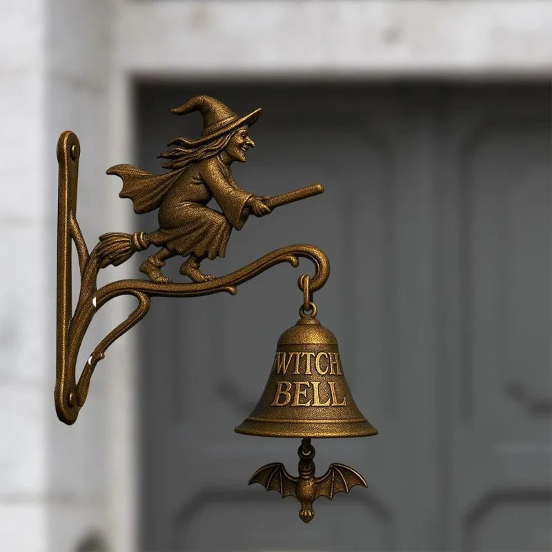 Halloween Retro Witch Doorbell/ Metal Wrought Iron Gothic Witch Decorative Doorbell/ Outdoor /Garden/ Front Door Hanging Decorations