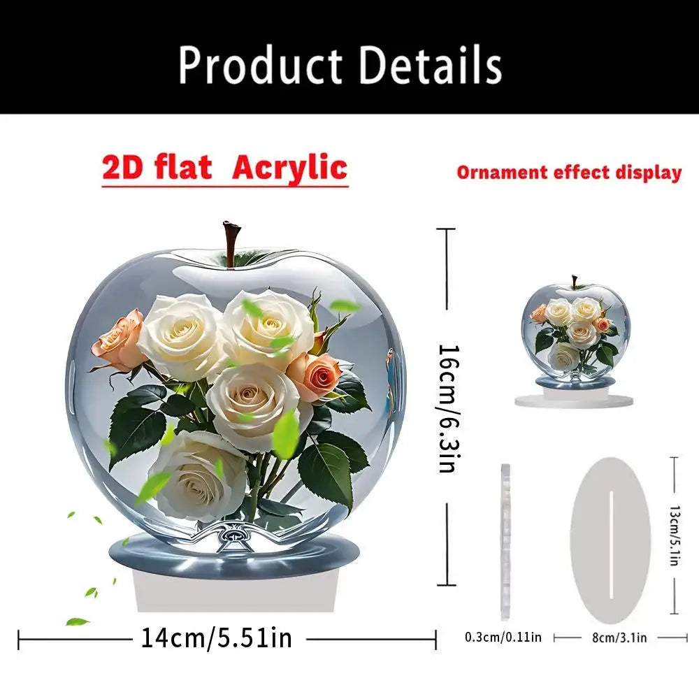 Clear Apple Collectible Figurines Crafts/ Crystal Apple Figurine Paperweight Home/ Office Handmade Statue Ornament Decoration