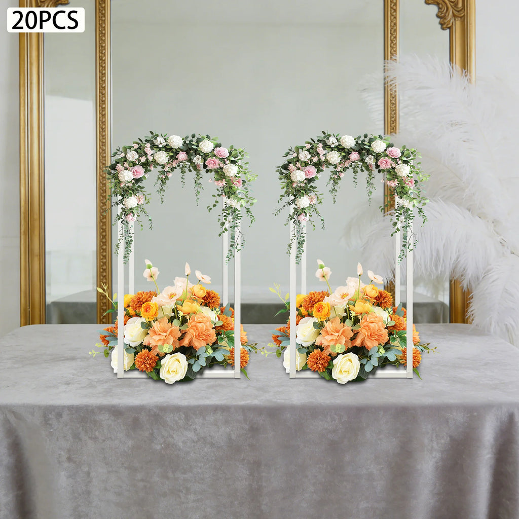 Geometric Flower Stand For Wedding/ 20 PCS Metal Flower Stand 21x21x40cm/ Freestanding Wedding Flower Stand